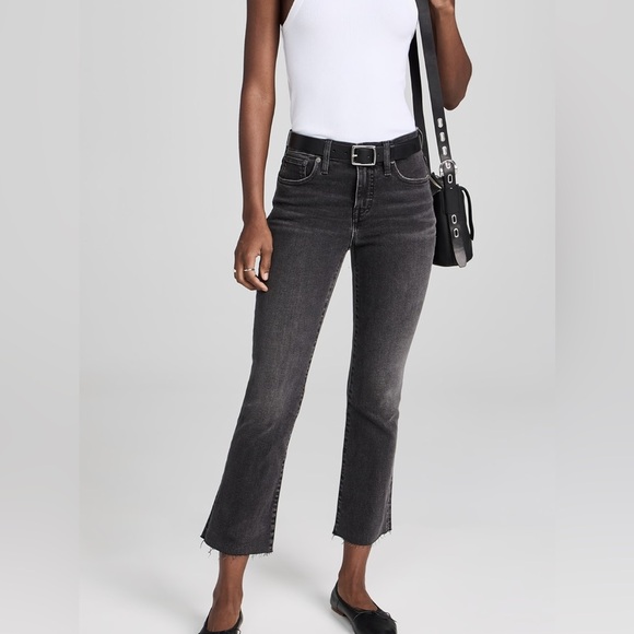 Madewell Cali Demi- Boot Jeans in Washed Black. Chewed hem edition. Size 24S. - Picture 1 of 16